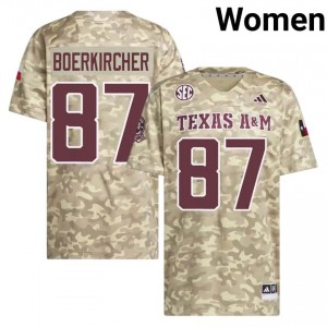 #87 Nate Boerkircher Aggies Beige Jersey | Genuine Stitch Women NCAA Football Gear 33009369