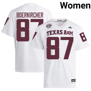 Aggies Nate Boerkircher #87 White Jersey | Genuine Stitch NCAA Football Women Apparel 90643963