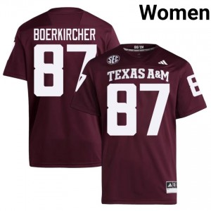 #87 Nate Boerkircher Texas Aggies Maroon Jersey | Elite Embroidery Women Player Football Gear 39110426