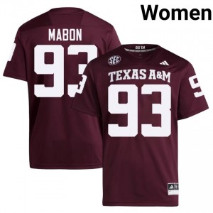 Texas Aggies Nathan Mabon #93 Maroon Jersey | Premium Embroidery NCAA Football Women Apparel 72005947