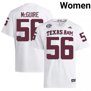 12th Man Nelson McGuire #56 White Jersey | Pro Cut Stitch NCAA Football Women Apparel 19838987