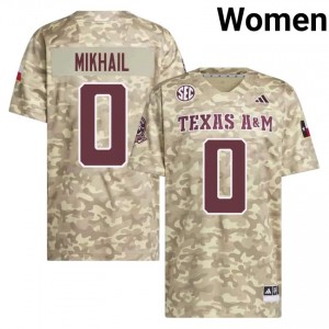 Aggies Noah Mikhail #0 Beige Jersey | Gameday Stitch College Football Women Apparel 25001592