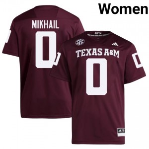 Maroon Noah Mikhail #0 Texas A&M Aggies Jersey | Women High School Football Limited Embroidery 60555013