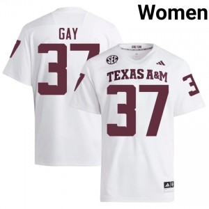 Peyton Gay #37 Texas Aggies Jersey | Iconic White College Football Women Stitch 95995035