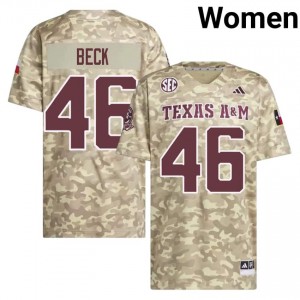71th Man Qui Beck #46 Beige Jersey | Gameday Stitch College Football Women Apparel 90812507