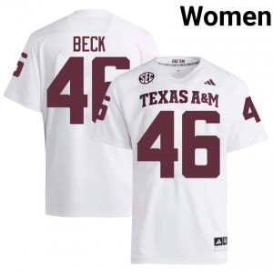 Elite Thread Qui Beck #46 12th Man White Jersey | Women University Football Stitch Fan Gear 87172808
