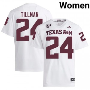 Officially Licensed Ramarian Tillman #24 Texas Aggies White Jersey | Women University Football Stitch Fan Gear 70883392