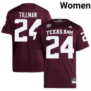 Ramarian Tillman #24 Texas A&M Aggies Jersey | Pro-Grade Maroon College Football Women Embroidery 87042370