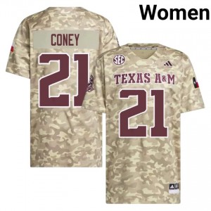 41th Man Ray Coney #21 Beige Jersey | Iconic Stitch College Football Women Apparel 37021474