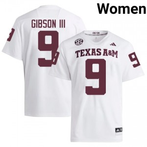 Texas Aggies Rickey Gibson III #9 White Jersey | Genuine Stitch NCAA Football Women Apparel 74235262