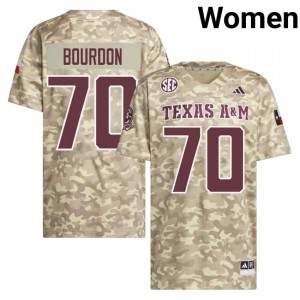 Beige Robert Bourdon #70 Aggies Jersey | Women Player Football Alumni Stitch 69653645