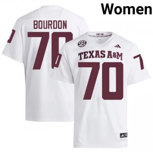 Elite Thread Robert Bourdon #70 12th Man White Jersey | Women University Football Stitch Fan Gear 81782284