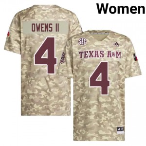 Texas Aggies Rueben Owens II #4 Beige Jersey | Gameday Stitch College Football Women Apparel 14390933