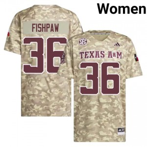 Licensed Scott Fishpaw #36 Aggies Beige Jersey | Women High School Football Stitch Fan Gear 99644125