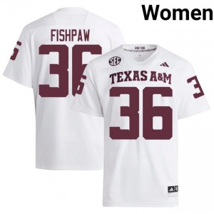 White Scott Fishpaw #36 Aggies Jersey | Women Player Football Authentic Stitch 13069832
