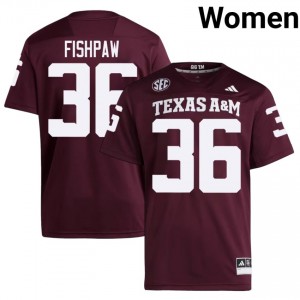 Limited Scott Fishpaw #36 Texas Aggies Maroon Jersey | Women High School Football Embroidery Fan Gear 95384270