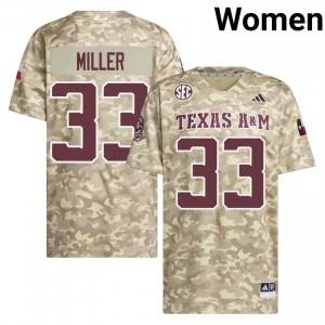 #33 Storm Miller Texas Aggies Beige Jersey | Pro Cut Stitch Women NCAA Football Gear 34255910