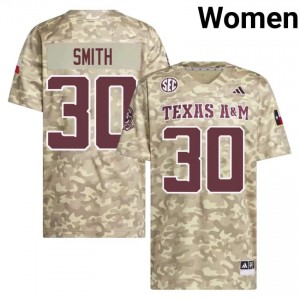 #30 TJ Smith 55th Man Beige Jersey | Genuine Stitch Women NCAA Football Gear 41192473
