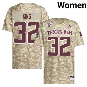 Aggies Tank King #32 Beige Jersey | Gameday Stitch College Football Women Apparel 43654031