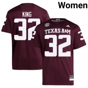 Maroon Tank King #32 Texas Aggies Jersey | Women High School Football Fresh Embroidery 81886919