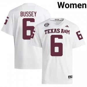 #6 Terry Bussey Aggies White Jersey | Alumni Stitch Women Player Football Gear 98143993
