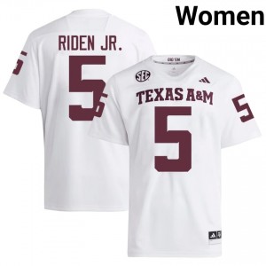 12th Man Tiger Riden Jr. #5 White Jersey | Pro Cut Stitch NCAA Football Women Apparel 34892191