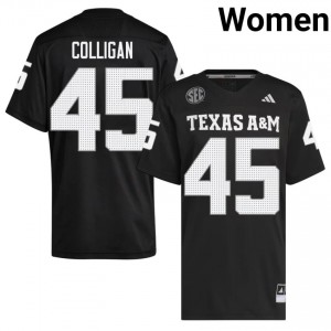 Texas A&M Aggies Tommy Colligan #45 Black Jersey | Pro-Grade Embroidery College Football Women Apparel 67087207