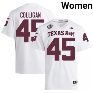 Tommy Colligan #45 12th Man Jersey | Iconic White College Football Women Stitch 26808036