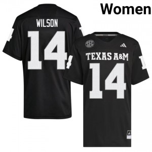 Black Tylan Wilson #14 Texas A&M Aggies Jersey | Women Player Football Elite Embroidery 29858917