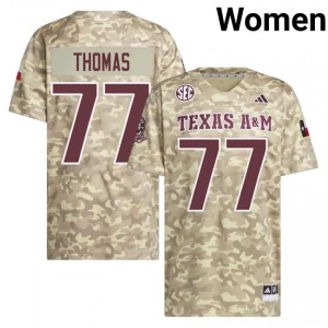 91th Man Tyler Thomas #77 Beige Jersey | Gameday Stitch College Football Women Apparel 41026947