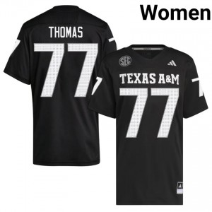 #77 Tyler Thomas Texas A&M Aggies Black Jersey | Premium Embroidery Women NCAA Football Gear 70080893