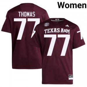 Maroon Tyler Thomas #77 Texas A&M Aggies Jersey | Women High School Football Limited Embroidery 83506390
