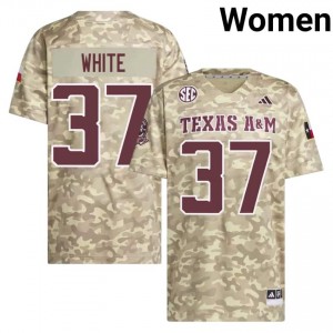 61th Man Tyler White #37 Beige Jersey | Iconic Stitch College Football Women Apparel 97434039
