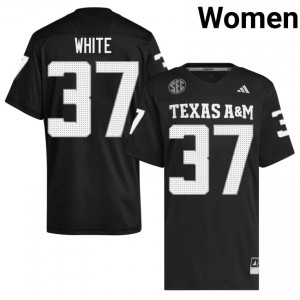 #37 Tyler White Texas A&M Aggies Black Jersey | Essential Embroidery Women NCAA Football Gear 97648380