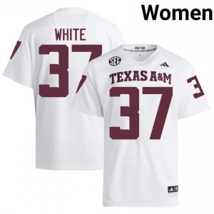 12th Man Tyler White #37 White Jersey | Genuine Stitch NCAA Football Women Apparel 26462537