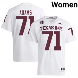 White Tyree Adams #71 Aggies Jersey | Women High School Football Moisture Wicking Stitch 49900026