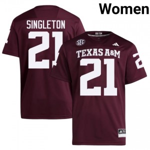 #21 Vic Singleton Texas A&M Aggies Maroon Jersey | Classic Embroidery Women Player Football Gear 61346251