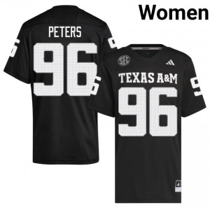 #96 Waylon Peters Texas A&M Aggies Black Jersey | Premium Embroidery Women NCAA Football Gear 99163614