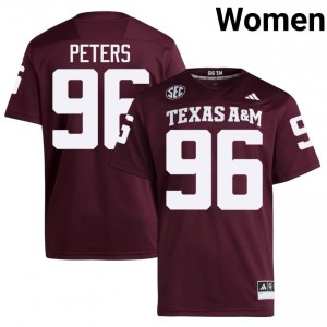 Maroon Waylon Peters #96 Texas A&M Aggies Jersey | Women High School Football Fresh Embroidery 35101543