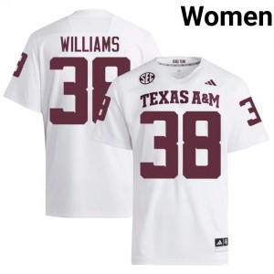 #38 Whitaker Williams Aggies White Jersey | Authentic Stitch Women Player Football Gear 43381034