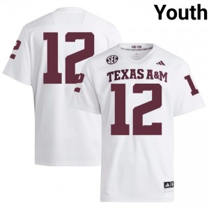 White 12th Man #12 Texas A&M Jersey | Youth High School Football Moisture Wicking Stitched 81333048