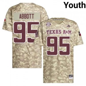 #95 Alex Abbott Texas A&M Beige Jersey | Genuine Stitched Youth NCAA Football Gear 74201581