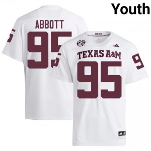 White Alex Abbott #95 Texas A&M Jersey | Youth High School Football Moisture Wicking Stitched 34243391