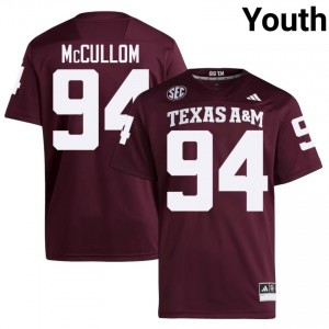 Aggies Angelo McCullom #94 Maroon Jersey | Essential Swen NCAA Football Youth Apparel 81211833
