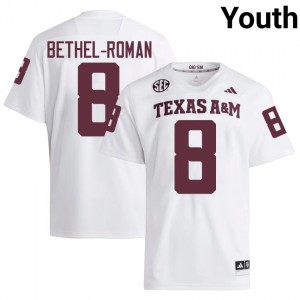 #8 Ashton Bethel-Roman TAMU White Jersey | Alumni Stitched Youth Player Football Gear 88040970