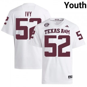 Elite Thread Blake Ivy #52 Texas A&M White Jersey | Youth University Football Stitched Fan Gear 91086182