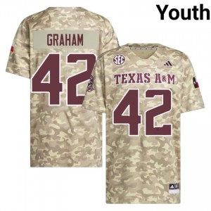 Beige Boomer Graham #42 TAMU Jersey | Youth Player Football Alumni Stitched 27591567