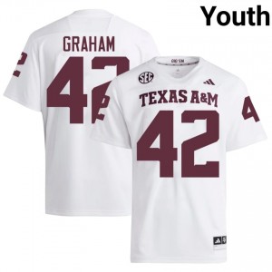 Officially Licensed Boomer Graham #42 Aggies White Jersey | Youth University Football Stitched Fan Gear 84566519