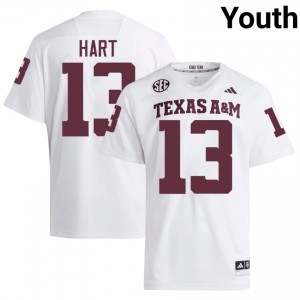 #13 Brady Hart Texas A&M White Jersey | Authentic Stitched Youth Player Football Gear 10554734