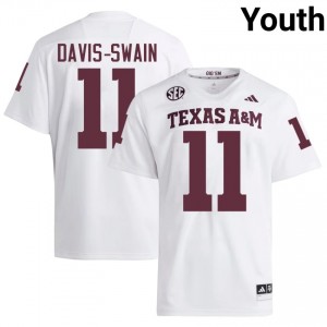 Brandon Davis-Swain #11 TAMU Jersey | Iconic White College Football Youth Stitched 57275037